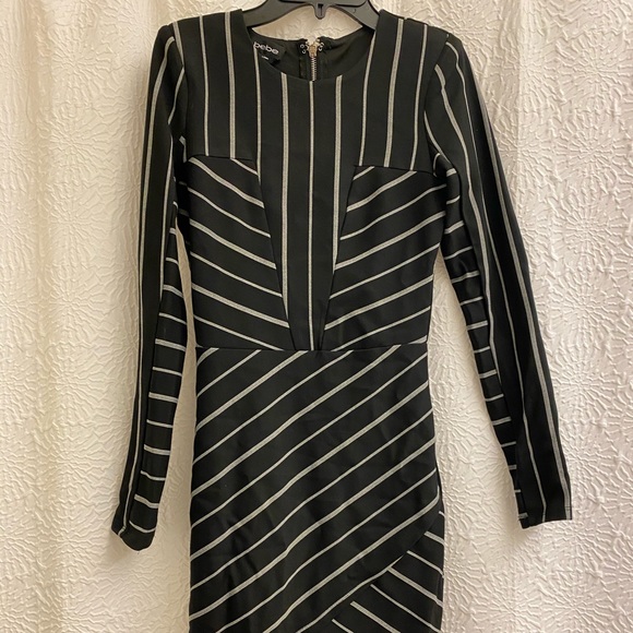 Bebe pinstripe pencil dress with exposed zip - Picture 1 of 3